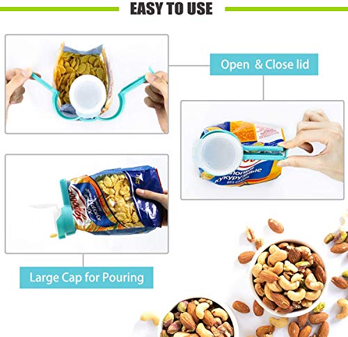Bag Clips for Food, Seal Pour Food Storage Bag Clip with Pour Spouts Airtight Plastic Large for Kitchen Snack, Chips, Dog Food Storage Sealing Clips Clamp for Package 4 PACK - Thumbnail 5