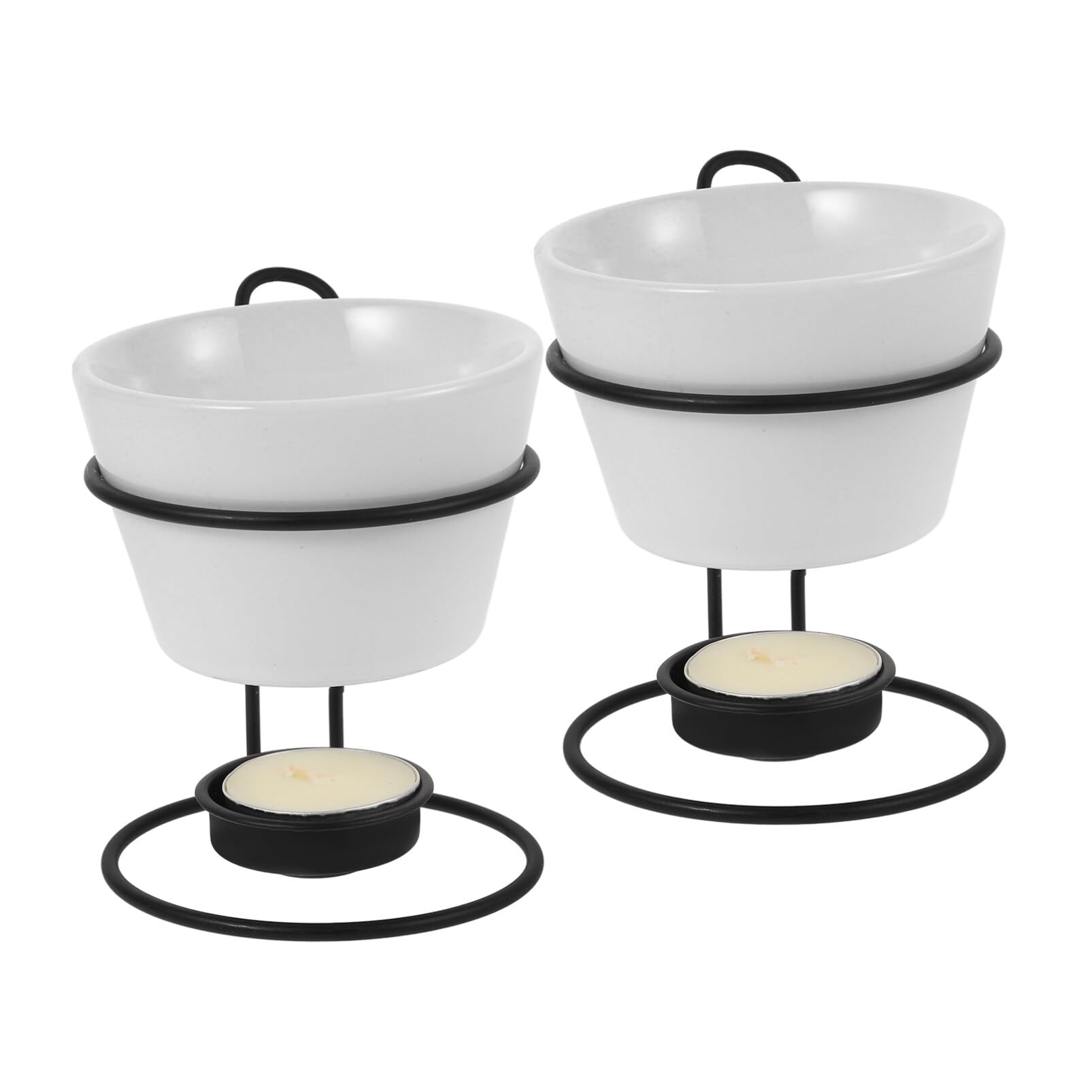 Ciieeo 2sets Ceramic Butter Warmer Set Rack Chocolate and Cheese Melting Pot Multi-functional Melting Kit for Fondue Lightweight and Easy to Clean