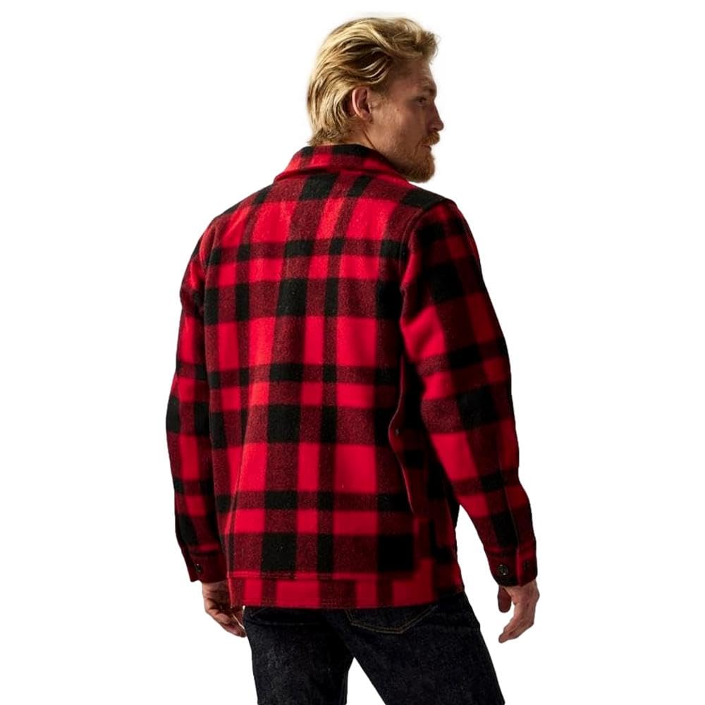 Filson Mackinaw - Giacca da uomo in lana, motivo scozzese rosso/nero