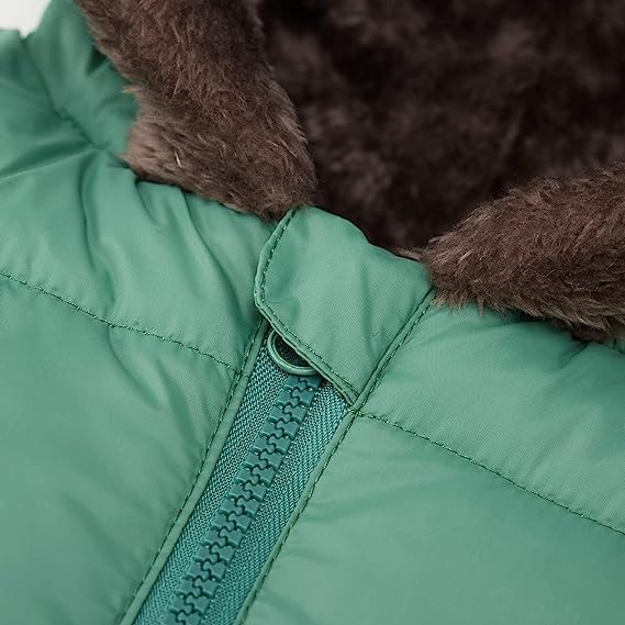 Baby Winter Fleece Coat Kids Boys Jacket Outwear Girls Padded Clothes Green 1-2 Years - Image 5