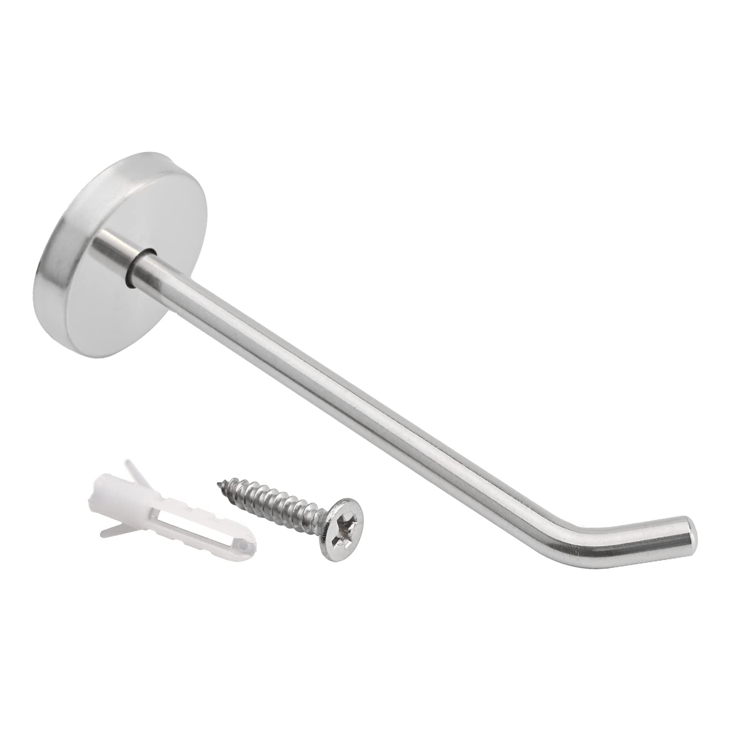 Mromax Silver 1 Pieces 120Mm Height Stainless Steel Elephant Nose Wall-Mount Robe Hook Coat Hook Towel Wall Hook Tone
