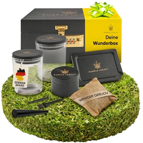 PURPLE LEGACY® Grinder Set Box Caja con cerradura Caja de hierbas secas Accesorios Set de madera de pino...