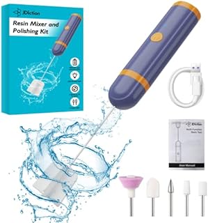 JDiction Resin Mixer and Polisher - Handheld Rechargeable Epoxy Resin Mixer for Minimizing Bubbles, Resin Stirrer for Resin, Silicone Mixing, Epoxy Resin Polisher with 5 Grinding Head