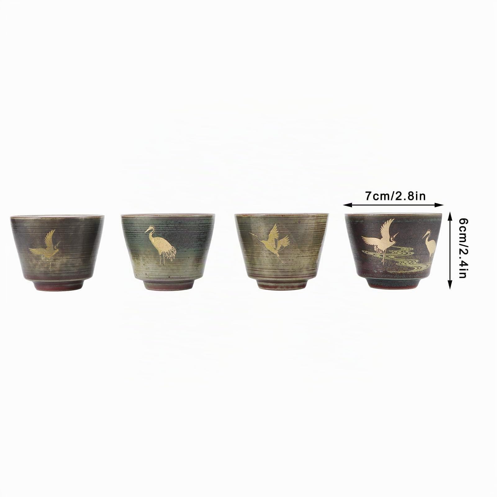 4 pièces tasses en céramique, tasse à thé japonaise rétro tasses à thé en chinois japonais kung fu thé chaleur saké tasses ensemble de tasses à thé avec boîte pour boire(02)