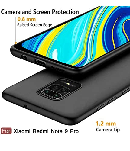 Image of Mobile Back Cover Case for Xiaomi Redmi Note 9 Pro (Silicone Case|CameraProtection|Black SC1510)