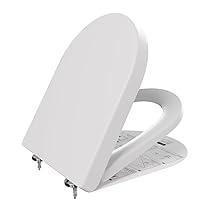 Anycee Asse per WC con sistema di abbassamento automatico – 46 x 36,5 cm – In Duroplast, antibatterico – A forma di D – Con apertura rapida – Lunette di WC universale – Bianco