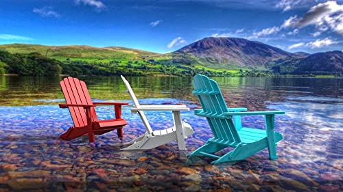 Polyteak Folding Adirondack Chair Set Of 4, All Weather Design For Deck, Poolside, Fire Pit, Patio, And Garden, Classic Collection (White) #TOP1