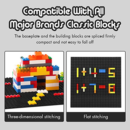 Image of Lekebaby 12 Pack Classic Baseplates 10 inch x 10 inch, Building Base Plates for Building Bricks, 100% Compatible with Major Brands and Activity Table-Baseplate, Sturdy & Safe, Age 3 and up Kids, Black