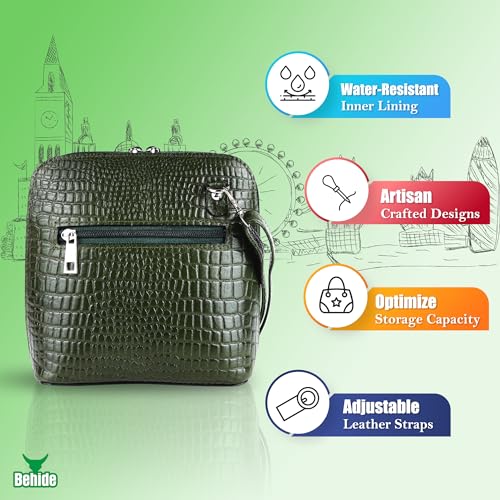 Image of BEHIDE Women's Genuine Leather Sling Bag - Stylish Cross-Body Handbag for Women, Adjustable Shoulder Strap