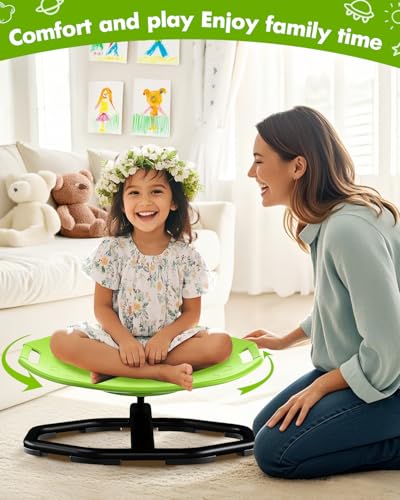 Image of Spinning Chair with Safety Handles for Autistic Kids, Sensory Swivel Chair, Sensory Toys for Kid with ADHD Autism, Sit and Spin Toys for Children Christmas Birthday Gifts for Toddlers Kids - Green