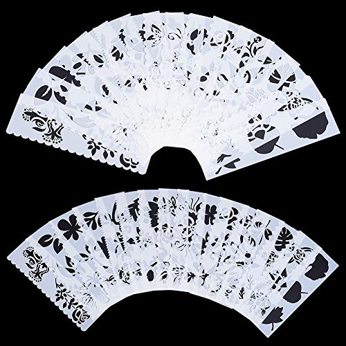 GORGECRAFT 16 stks Blad Stencils, 2 x 7 Plastic Bloem Schilderen Stencils Herbruikbare Stencils Sjablonen voor DIY… - Image 5
