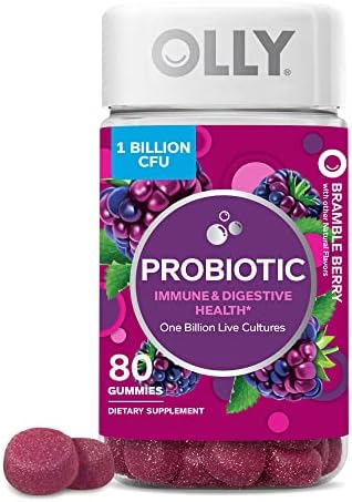 OLLY Probiotic Gummy, Immune and Digestive Support, 1 Billion CFUs, Chewable Probiotic Supplement, Berry, 40 Day Supply - 80 Count