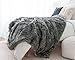 BATTILO HOME Wolf Faux Fur Blanket, Extra Large Fox Fur Throw Blankets for Couch, Bed, Super Soft, Fluffy, Eelegant, Grey with Black Tips Blanket Reversible to Plush Velvet, (Grey, 60