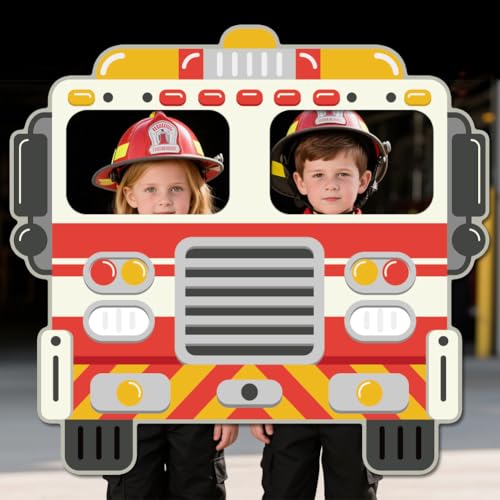 WADORN Bannière de Porte Photo de Fête de Camion Pompiers, 150x150cm Décorations de Fête de Camion de Pompiers Toile de Fond Photographique Bannière de...