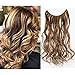Gangel Halo Hair Extension Invisible Hidden Wire Hair Piece Natural Hairpieces Curly Wavy Hairpiece Synbthetic Hair Fibers Elastic Long Hair Extensions(Pack of 1) (Brown & Ash Blondeï¼ˆ108ï¼‰)