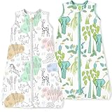 TOTBASIC South American Elephant Sleep Sack 6-12-15 months 2-Pack,0.5 TOG Stretchy Summer Wearable Blanket with 2-Way Safe Zippers, Cofy Soft Sleeping Bag for Babies