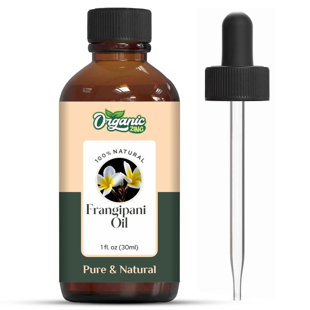 Organic Zing Frangipani (Plumeria alba) Oil | Pure & Natural Essential Oil for Skincare, Massage, Aroma & Diffuser - 30ml/1.01fl oz