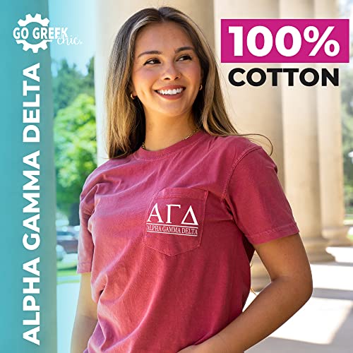 Alpha Gamma Delta Block Letters Pocket T-Shirt, Crimson4