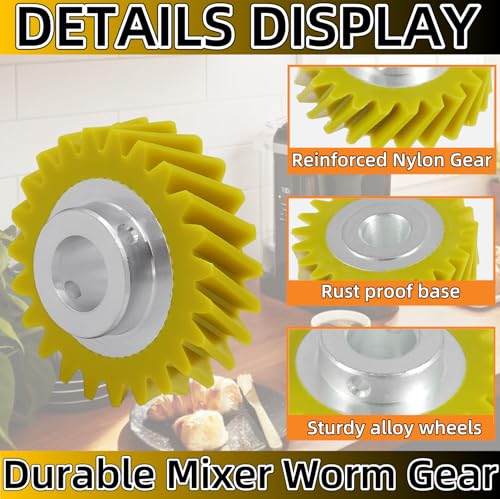Image of Mixer Worm Gear Replacement (2-Pack) - Compatible with KitchenAid, Whirlpool & Kenmore Stand Mixers - Replaces Part Numbers 4162897, 4169830, AP4295669, WPW10112253, PS11748374, 4161531