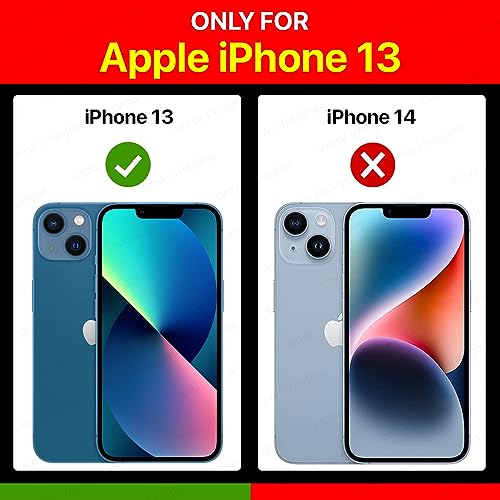 Image of WOW IMAGINE Shock Proof Back Case Mobile Cover for iPhone 13 (6.1″) (Tough Armor | Hybrid PC + TPU | Full Protection with Ring Holder & in-Built Kickstand | Red)