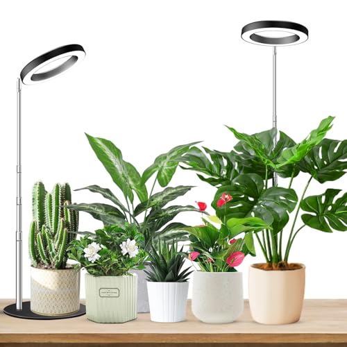 Image of Aokrean Grow Lights for Indoor Plants Full Spectrum, 80 LEDs Plant Light for Indoor Plants, Height Adjustable 6.3in Desktop Growing Lamp with Auto Timer 6 /12 /16Hrs, 3 Optional Spectrums,5 Brightness