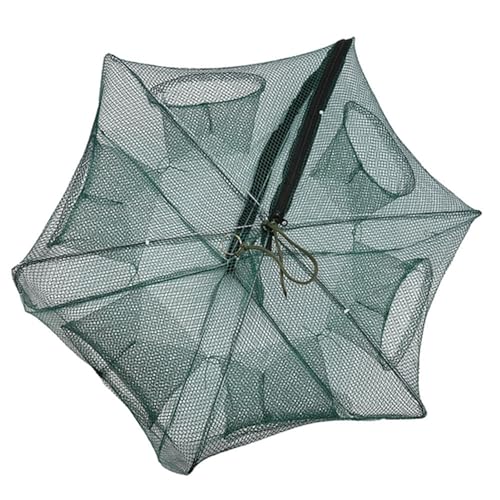 Crawfish Trap, 6/12 Holes Portable Folded Fishing Net Fish Shrimp Crayfish Crab Baits Cast Mesh Trap Automatic Cage Nylon Foldable Crab Fish Trap Cast(6 Holes)