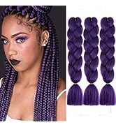 Jumbo Braiding Hair 3pcs Purple Synthetic Ombre braiding Hair Kanekalon Braiding High Temperature...