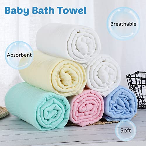 Image of Chumia 6 Pack Baby Muslin Bath Towels Bulk 43.3 x 43.3 Inch 6 Layer Soft Cotton Swaddle Receiving Blankets Breathable Quick Dry for Newborn Infant Toddler, Baby Shower Registry Gifts(Multicolor)