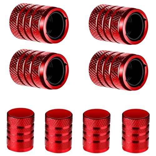 GEEHUA 8 Pieces Bouchon Valve Pneu Voiture, bouchons de valve de pneu de voiture, de vélo en aluminium pour une pression stable des pneus avec doublure en...