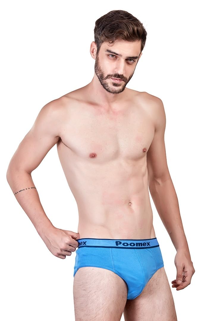 poomex Men's Cotton Briefs - French OE - Pack of 3# Assorted Colours # 100% Combed Cotton #-picture-19