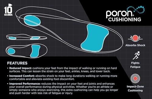 Image of 10 Seconds - 3720 Stability: Firm Arch Support - High Arch Height - Firm Cushioning, High Shock Absorption, Lightweight, Fit for Narrow Shoes with Memory Foam, Stability Plate (M 9, W 10)