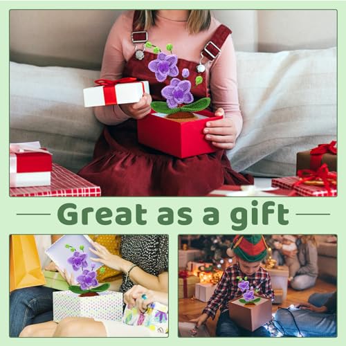 Image of Crochet Kit, Crochet Kit for Beginners, Butterfly Orchid Knitting Kit | Beginner Crochet Kit, Crochet Flower Kit with Step-By-Step Video Tutorials, Beginner Crochet Kit for Adults