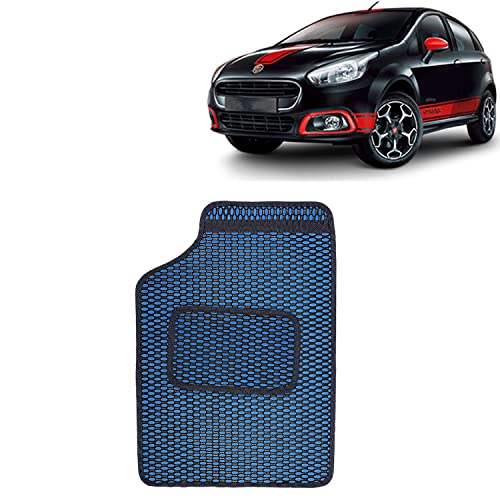 Image of Kingsway Dotted Design Car Floor Foot Mats Universal Fit for Fiat Abarth Punto, Model Year : 2005-2019, Water and Dustproof, Color Blue, Set of 5 Pieces