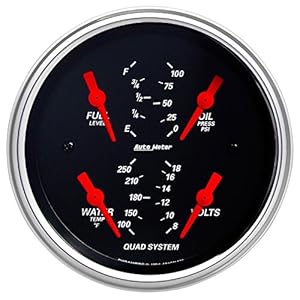 Auto Meter 1412 Designer Black Quad Gauge, 3.375 in.