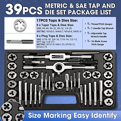 Snapklik.com : PTSTEL 39 PCS Tap And Die Set, Metric & SAE Essential ...
