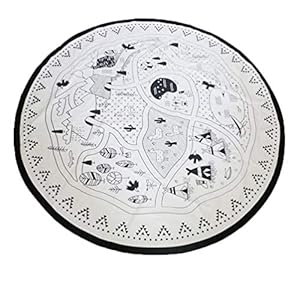 NUOBESTY Ronde Vloerkleed Baby Kids Play Game Mat Kruipende Mat Kinderen Vloer Speelkleed Speelgoed Opslag Mat 135Cm