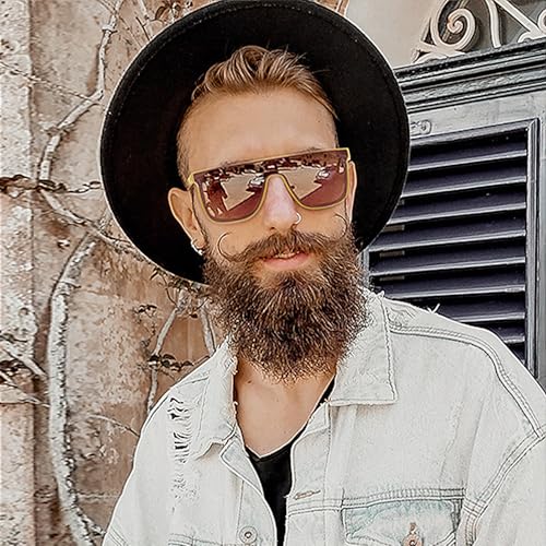 Image of DUCO Trendy Square Sunglasses for Men Women Flat Top Shield Shades Oversized Carbon Fiber Polarized Sun Glasses DC8209