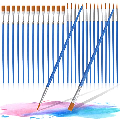 80 Piezas Set de Pinceles, Set de Pinceles Planos de Nylon para Artistas 60 Pinceles Redondos y 20 Planos, Pinceles acrílicos para Acuarela,Pintura al óleo,Manualidades,Pinceles Principiantes, niños