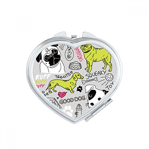 Cartoon Dog Text Toy Illustration Pattern Heart Mirror Travel Magnification Portable Handheld Pocket Makeup image 2
