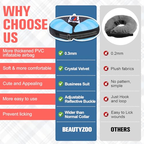 Image of BEAUTYZOO Dog Cone Alternative After Surgery for Large Medium Small Dogs, Soft Inflatable Cone Collar for Dogs Cats, Dog Neck Donut E Collar Pet Recovery Collars to Stop Licking,Black XL