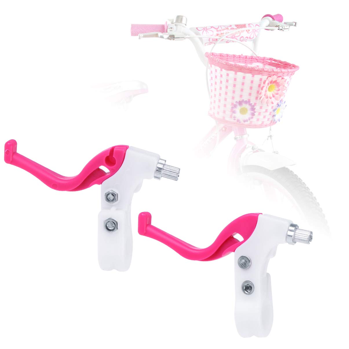 BCOATH Juego De Manetas De Freno Para Bicicleta Infantil – Plástico Ligero Y Duradero, Color Rosa, Repuesto Para Bici De Niña