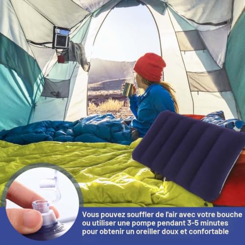 EIHI 2 Pièces Oreillers gonflables, Coussin de Voyage, Voyage Accessoires, Oreiller Gonflable, Oreillers Ultra légers résistants à l'eau, Parfaits pour Les Voyages/Camping/Plein Air/pêche – vue 5