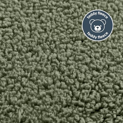 Silentnight Teddy Fleece Duvet Set - Teddy Bear Bedding Fluffy Fleece Duvet Cover and Pillowcase Set Warm Cosy and Super Soft - Double - 200x200cm - Sage - Image 2