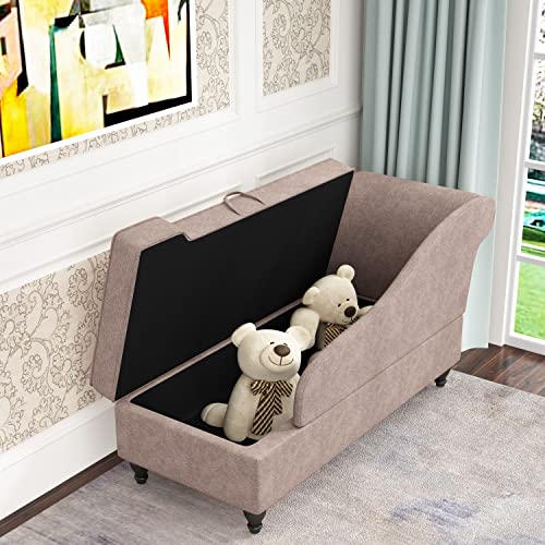 Modern Chaise Lounge Indoor With Storage Fabric Chaise Lounges Chair Sleeper Lounge Sofa Recliner Chair For Bedroom Office Living Room & Small Apartment Seat Size 48Lx 24Ｗx 17 Hinch Left Arm #TOP1