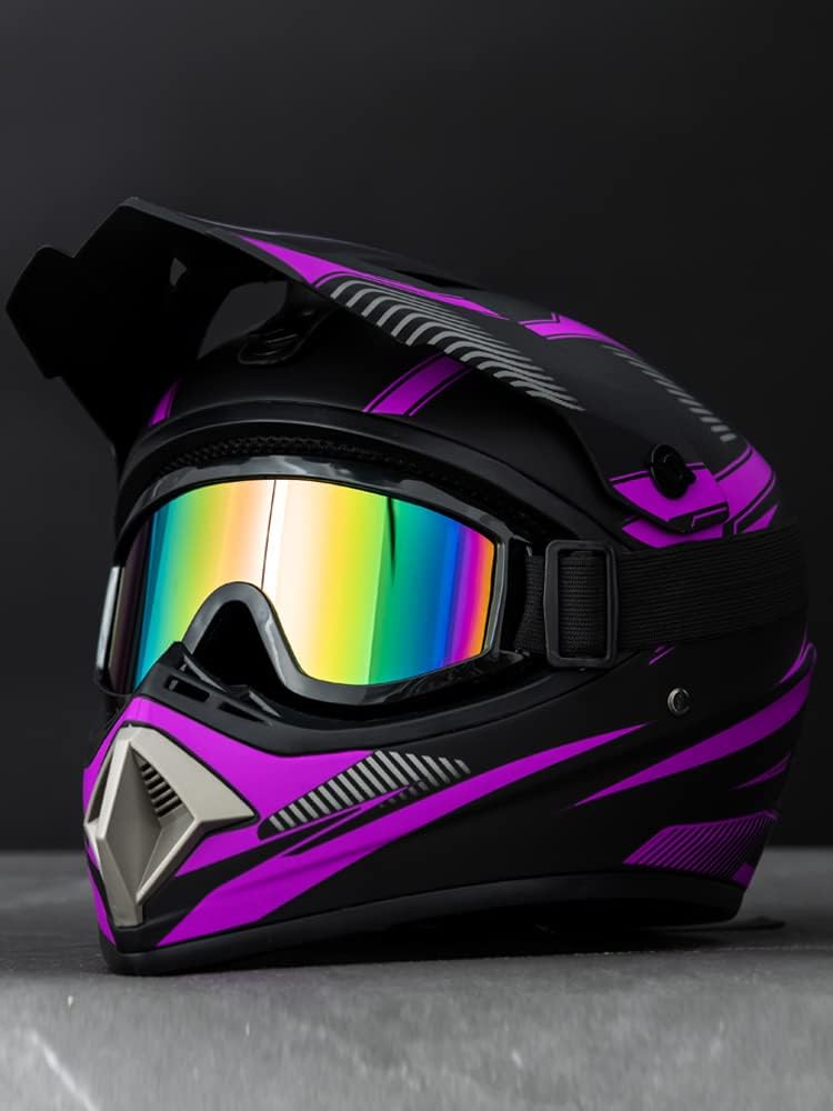 Motocross Offroad Helmet Dirt Bike Helmet BMX MX ATV Helmet Full Face Motorcycle Helmet with Gloves Goggles Mask for Unisex Adult Youth DOT/FMVSS 218 Approved