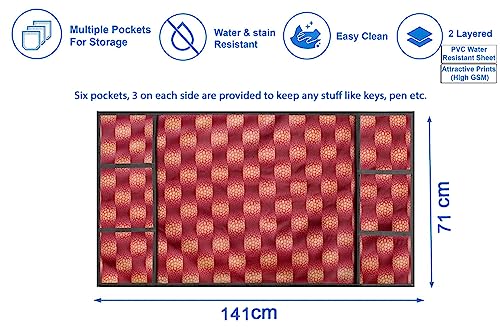 Image of Stylista Refridgerator top Cover Suitable for Samsung RS76CG8003S9HL, 653 Liter Fridge, Dimension (WXD) 71x141 CM, Gingham Pattern Red