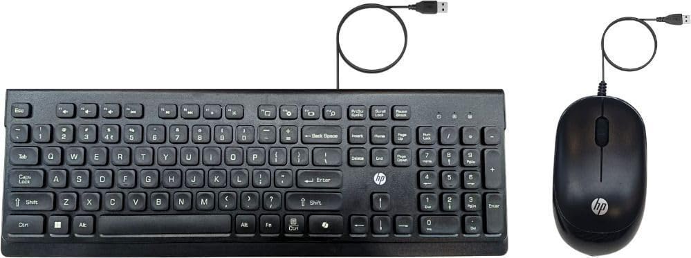 Image of HP 115 Wired Keyboard and Mouse Combo | USB Plug & Play Full-Size Keyboard with Optical Mouse | Standard Multi-Device Keyboard Compatible with Desktop, Laptop, Windows PC | Black