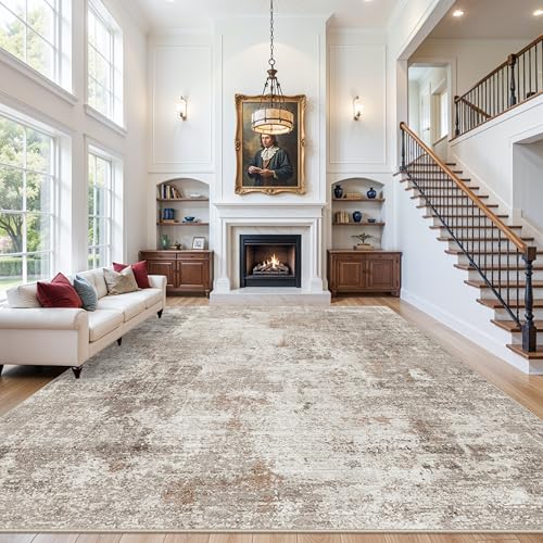 12x15 Beige Grey Abstract Rug
