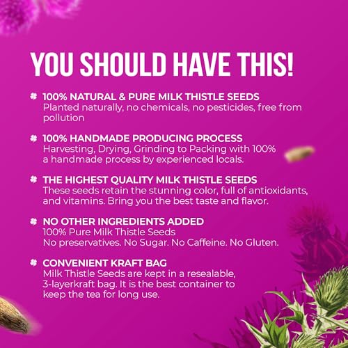 Image of FreshDrinkUS, Premium 16oz Milk Thistle Seeds, 100% Natural & Pure, Herbal Tea, Daily Infusion Botanical, No Sugar, No Caffeine, No Gluten, Vegan. Rich in Antioxidants