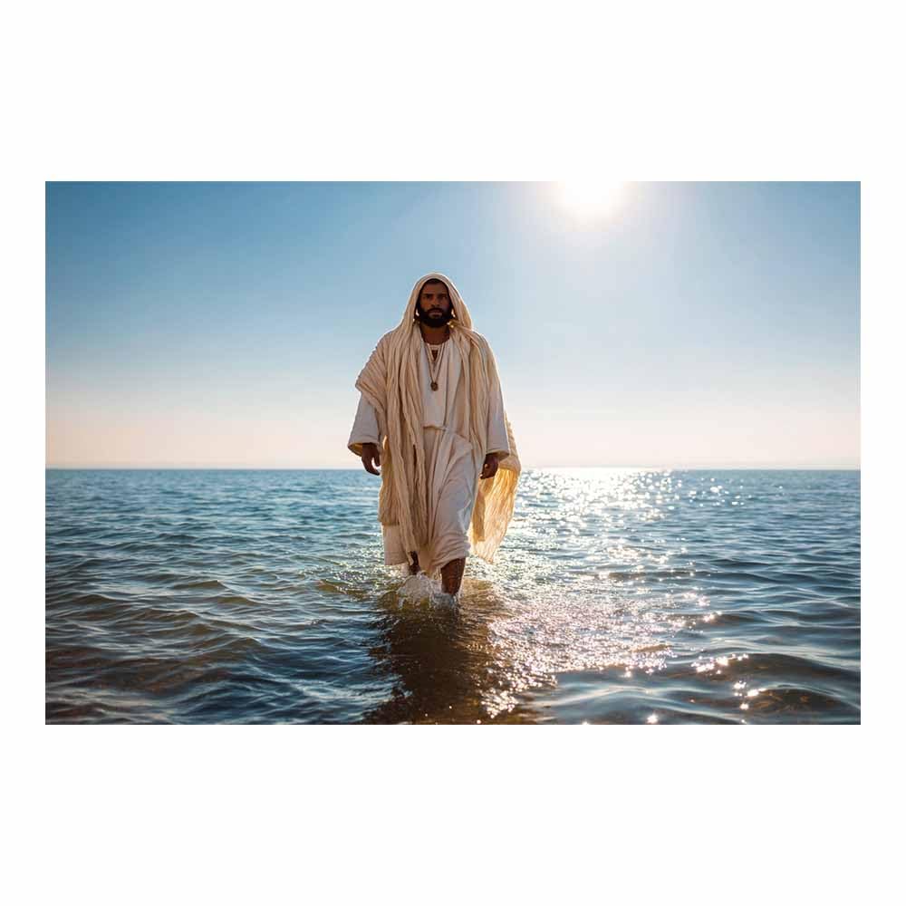 ZAMAEIU Jesus Christ Classic Painting Style Water moves withs s thes sun. Religious Figure Wall Art Print,Room Decor for living room, bedroom, church, hospital(blue)-80x120cm Unframed